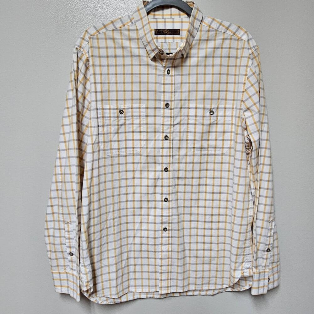 BLUE Pronto Uomo Mens Button Up Plaid Shirt Size Large